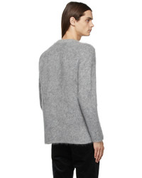 grauer bedruckter Pullover mit einem Rundhalsausschnitt von Giorgio Armani