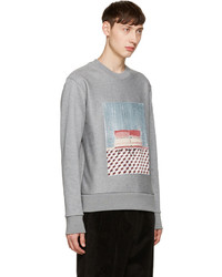 grauer bedruckter Pullover mit einem Rundhalsausschnitt von MSGM