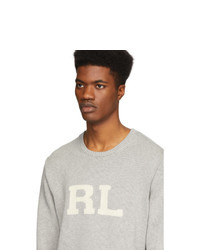 grauer bedruckter Pullover mit einem Rundhalsausschnitt von Polo Ralph Lauren