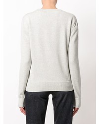 grauer bedruckter Pullover mit einem Rundhalsausschnitt von Saint Laurent