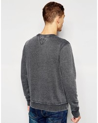 grauer bedruckter Pullover mit einem Rundhalsausschnitt von Tommy Hilfiger