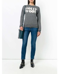 grauer bedruckter Pullover mit einem Rundhalsausschnitt von Sonia By Sonia Rykiel