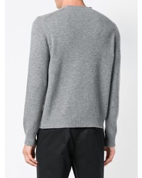 grauer bedruckter Pullover mit einem Rundhalsausschnitt von Prada