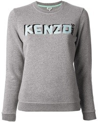 grauer bedruckter Pullover mit einem Rundhalsausschnitt von Kenzo