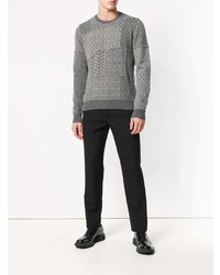 grauer bedruckter Pullover mit einem Rundhalsausschnitt von Etro