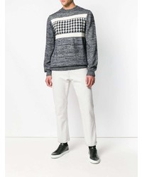 grauer bedruckter Pullover mit einem Rundhalsausschnitt von A.P.C.