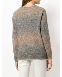 grauer bedruckter Pullover mit einem Rundhalsausschnitt von Snobby Sheep