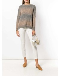 grauer bedruckter Pullover mit einem Rundhalsausschnitt von Snobby Sheep