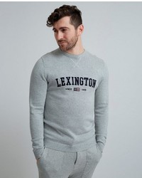 grauer bedruckter Pullover mit einem Rundhalsausschnitt von Lexington