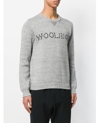 grauer bedruckter Pullover mit einem Rundhalsausschnitt von Woolrich