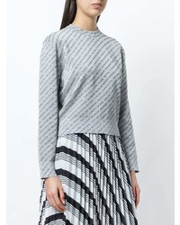 grauer bedruckter Pullover mit einem Rundhalsausschnitt von Balenciaga