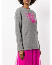 grauer bedruckter Pullover mit einem Rundhalsausschnitt von RED Valentino