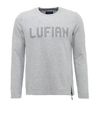 grauer bedruckter Pullover mit einem Rundhalsausschnitt von Lufian