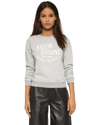 grauer bedruckter Pullover mit einem Rundhalsausschnitt von MAISON KITSUNE