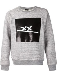 grauer bedruckter Pullover mit einem Rundhalsausschnitt von Marc Jacobs