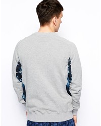 grauer bedruckter Pullover mit einem Rundhalsausschnitt von MHI