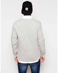 grauer bedruckter Pullover mit einem Rundhalsausschnitt von Minimum