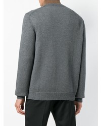 grauer bedruckter Pullover mit einem Rundhalsausschnitt von Fendi