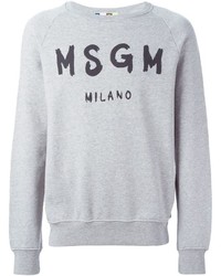grauer bedruckter Pullover mit einem Rundhalsausschnitt von MSGM