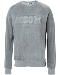 grauer bedruckter Pullover mit einem Rundhalsausschnitt von MSGM