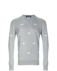 grauer bedruckter Pullover mit einem Rundhalsausschnitt von Neil Barrett
