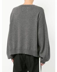 grauer bedruckter Pullover mit einem Rundhalsausschnitt von Maison Margiela