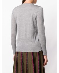 grauer bedruckter Pullover mit einem Rundhalsausschnitt von Temperley London