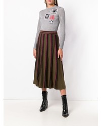 grauer bedruckter Pullover mit einem Rundhalsausschnitt von Temperley London