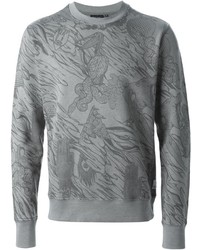 grauer bedruckter Pullover mit einem Rundhalsausschnitt von Paul Smith