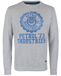 grauer bedruckter Pullover mit einem Rundhalsausschnitt von Petrol Industries