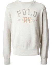 grauer bedruckter Pullover mit einem Rundhalsausschnitt von Polo Ralph Lauren