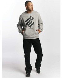 grauer bedruckter Pullover mit einem Rundhalsausschnitt von Rocawear