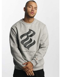 grauer bedruckter Pullover mit einem Rundhalsausschnitt von Rocawear