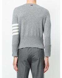 grauer bedruckter Pullover mit einem Rundhalsausschnitt von Thom Browne