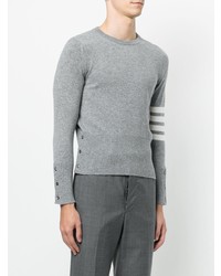 grauer bedruckter Pullover mit einem Rundhalsausschnitt von Thom Browne