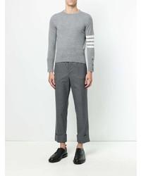 grauer bedruckter Pullover mit einem Rundhalsausschnitt von Thom Browne