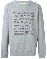 grauer bedruckter Pullover mit einem Rundhalsausschnitt von Soulland