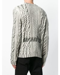 grauer bedruckter Pullover mit einem Rundhalsausschnitt von Off-White