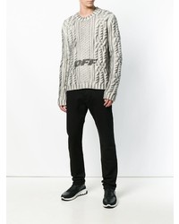 grauer bedruckter Pullover mit einem Rundhalsausschnitt von Off-White