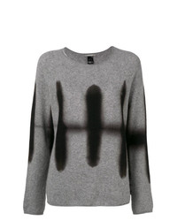 grauer bedruckter Pullover mit einem Rundhalsausschnitt von Suzusan