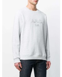 grauer bedruckter Pullover mit einem Rundhalsausschnitt von A.P.C.