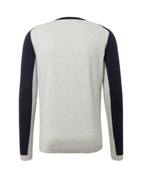 grauer bedruckter Pullover mit einem Rundhalsausschnitt von Tom Tailor Denim