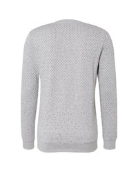 grauer bedruckter Pullover mit einem Rundhalsausschnitt von Tom Tailor Denim