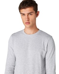 grauer bedruckter Pullover mit einem Rundhalsausschnitt von Tom Tailor Denim