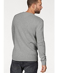 grauer bedruckter Pullover mit einem Rundhalsausschnitt von Tommy Jeans