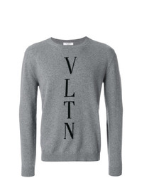 grauer bedruckter Pullover mit einem Rundhalsausschnitt von Valentino