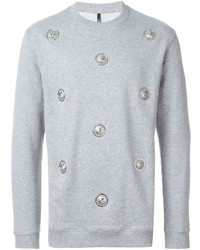 grauer bedruckter Pullover mit einem Rundhalsausschnitt von Versus