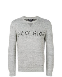 grauer bedruckter Pullover mit einem Rundhalsausschnitt von Woolrich