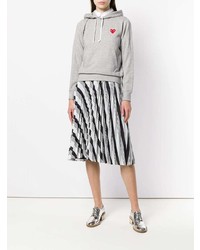 grauer bedruckter Pullover mit einer Kapuze von Comme Des Garcons Play