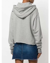 grauer bedruckter Pullover mit einer Kapuze von Amiri
